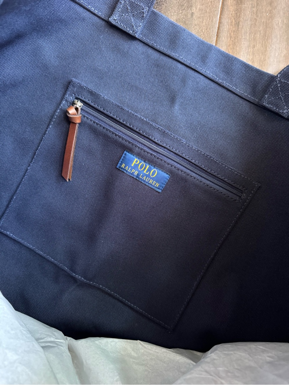 Polo by Ralph Lauren Navy Canvas Tote with Script Logo - Picture 3 of 7